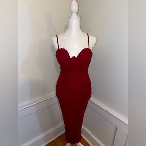 Midi Ruched Dress - Red